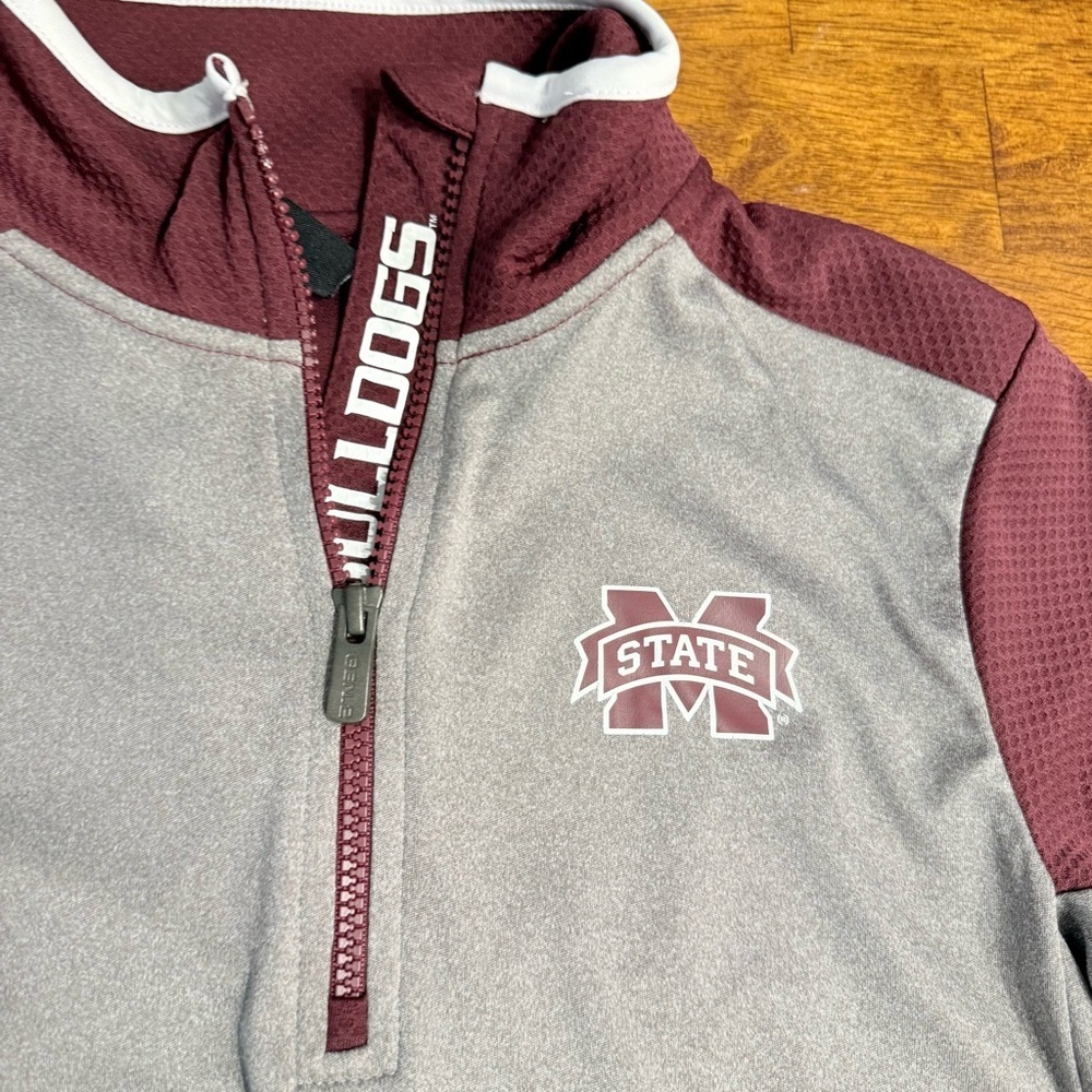 Kids Gen2 Mississippi State Quarter-Zip Pullover size large 14/16 maroon gray - Picture 2 of 6